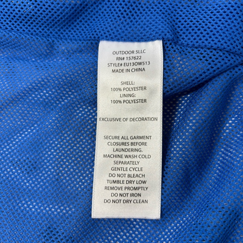 Eddie Bauer Camping Print Blue Spring Rain Hooded Lightweight Jacket Boy Size 7 - Picture 6 of 6